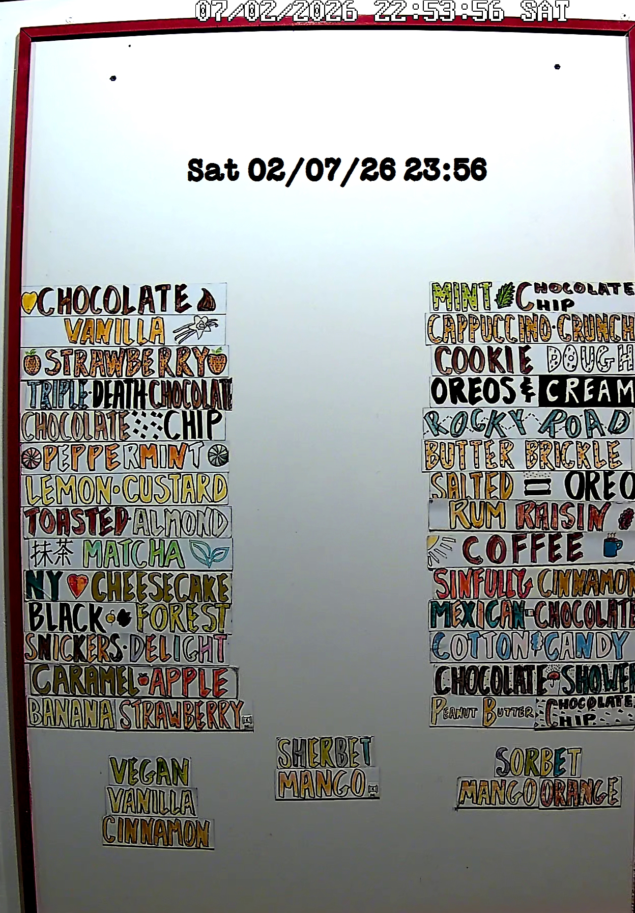 Bonnie Brae Ice Cream Flavors