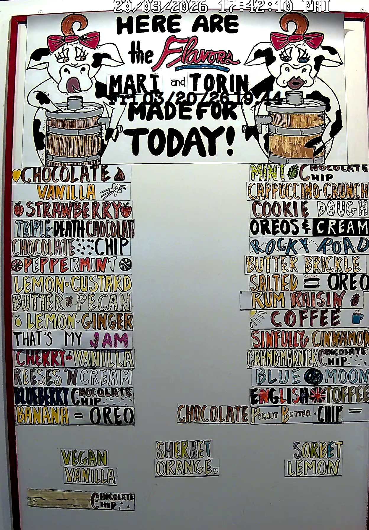 Bonnie Brae Ice Cream Flavors