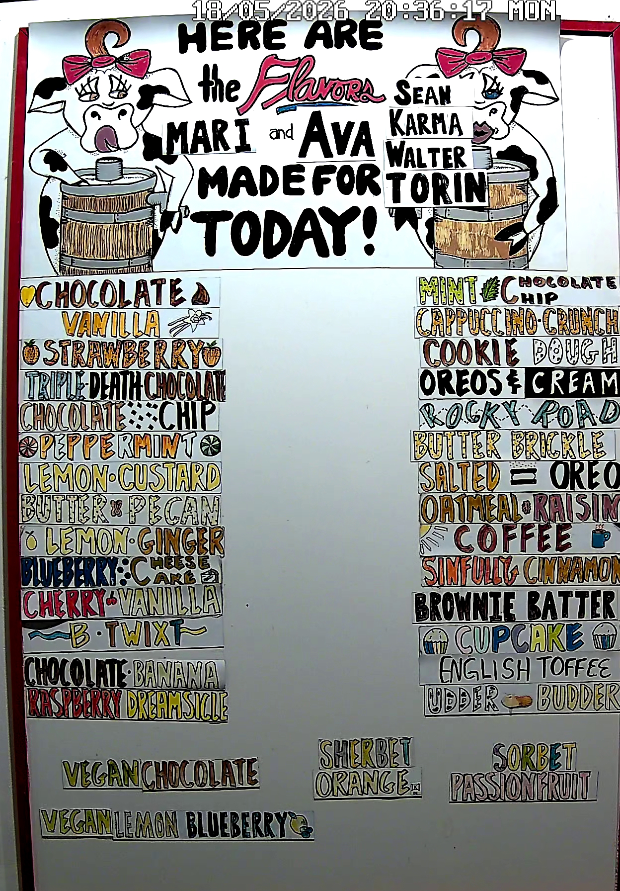 Bonnie Brae Ice Cream Flavors