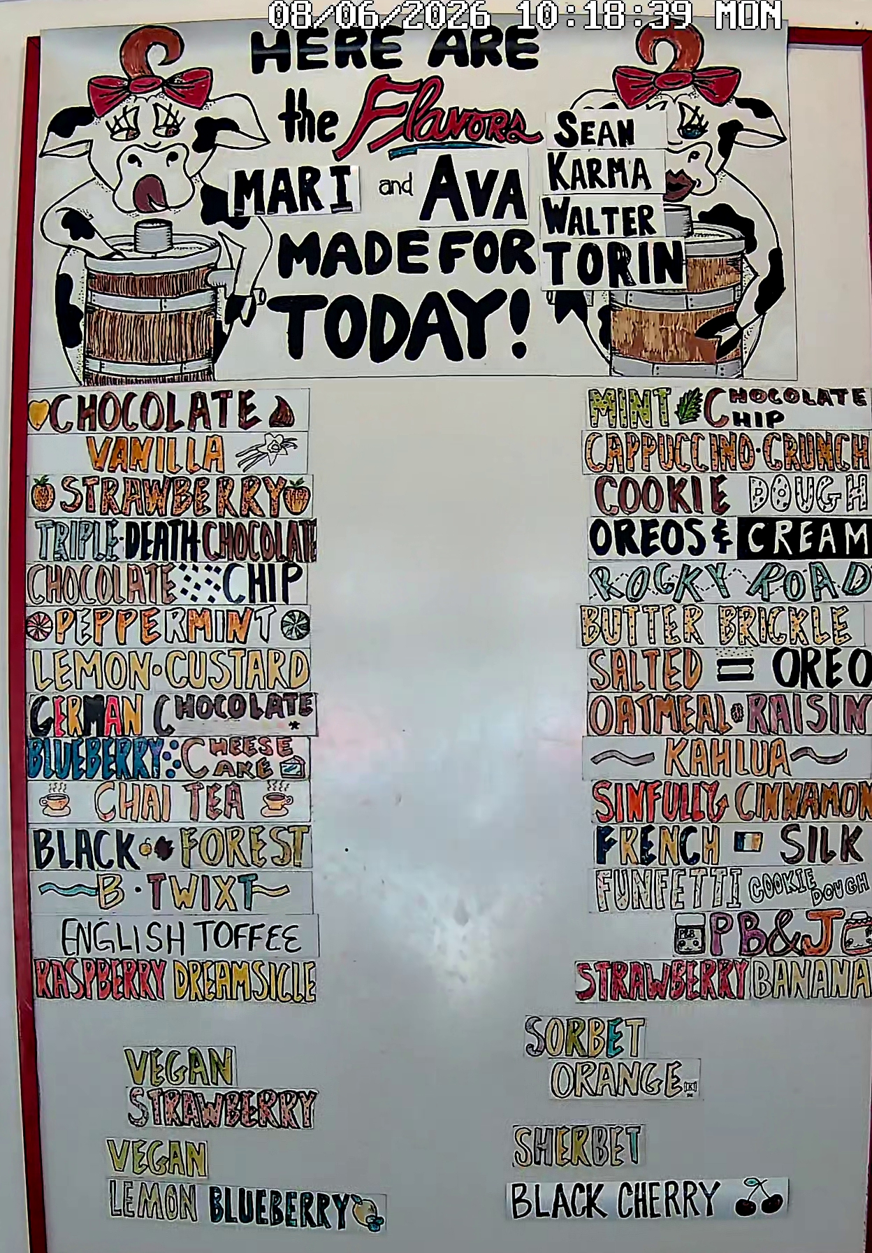 Bonnie Brae Ice Cream Flavors