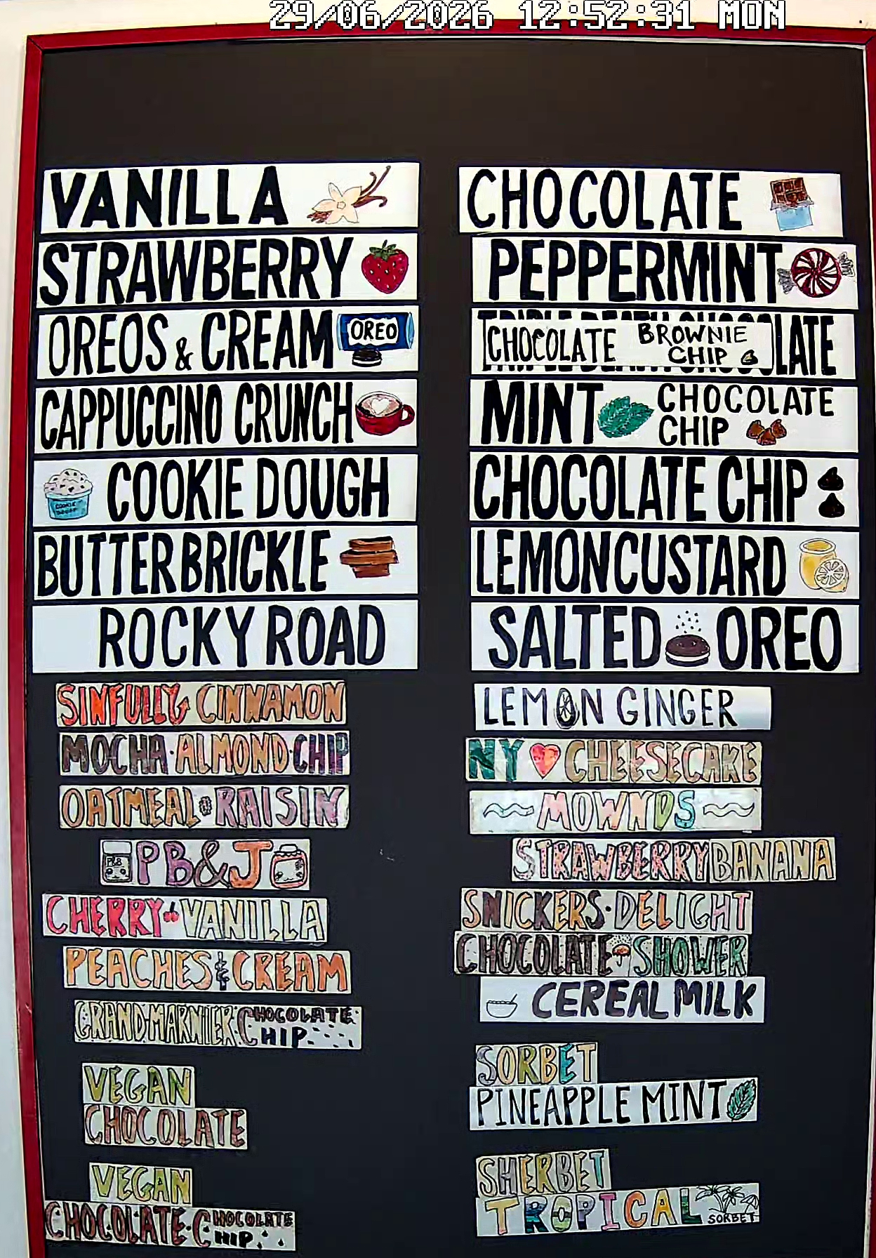 Bonnie Brae Ice Cream Flavors
